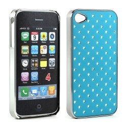 iPhone 4 4S  Star Diamond Chrome Case (Blue)